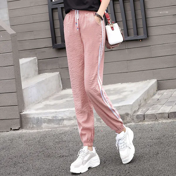

Fashion 2022 Summer Thin Style Cheap Sports Women's Ice Harlan Students' Loose Casual Small Feet Pants Girls Casual Sweatpants