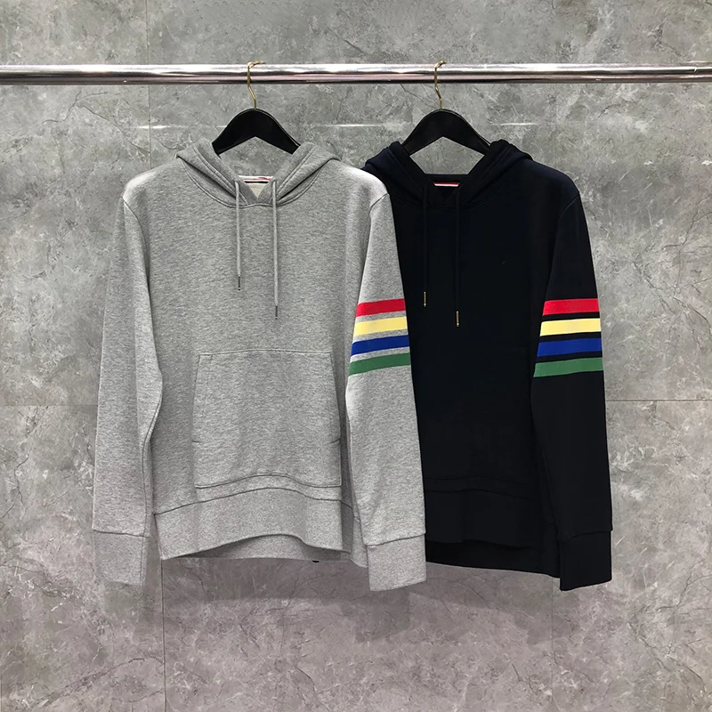 

THOM TB Men's Sweatshirt Autunm Winter Fashin Brand Hoodies Clothing Engineered Multicolor 4-Bar Stripe Jersey Hoodie Coats
