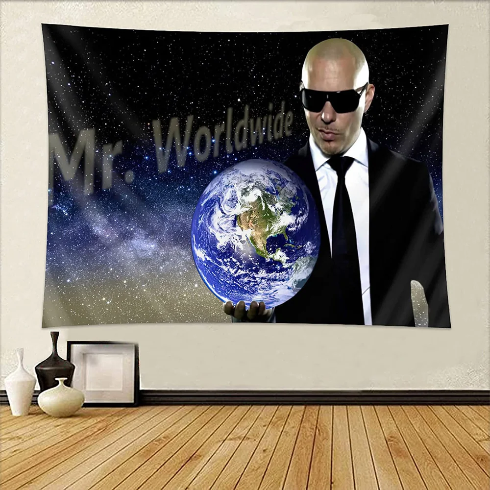 

Настенный Гобелен Mr. Worldwide, гобелен с забавным мемом, гобелен в эстетике Индии, украшение для гостиной, украшение для дома