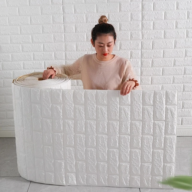 

3D Continuous Brick Wall Stickers Self-adhesive Wallpaper Waterproof Sticker DIY Home Decor Sticker Foam Wallpaper Wall Decals