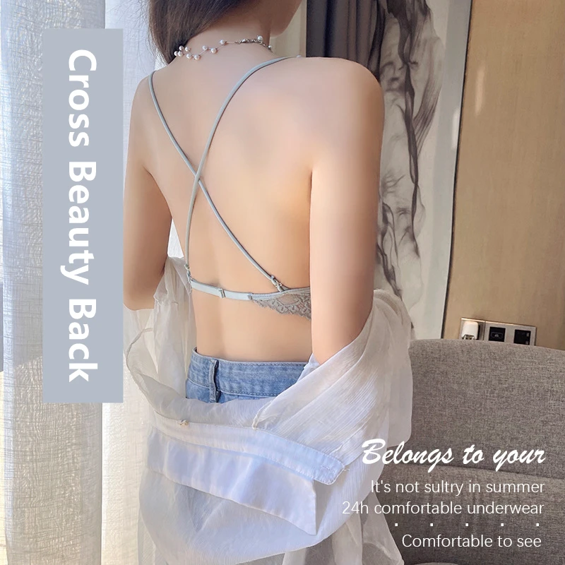 

Бюстгальтер женский кружевной с чашками пуш-ап и открытой спиной