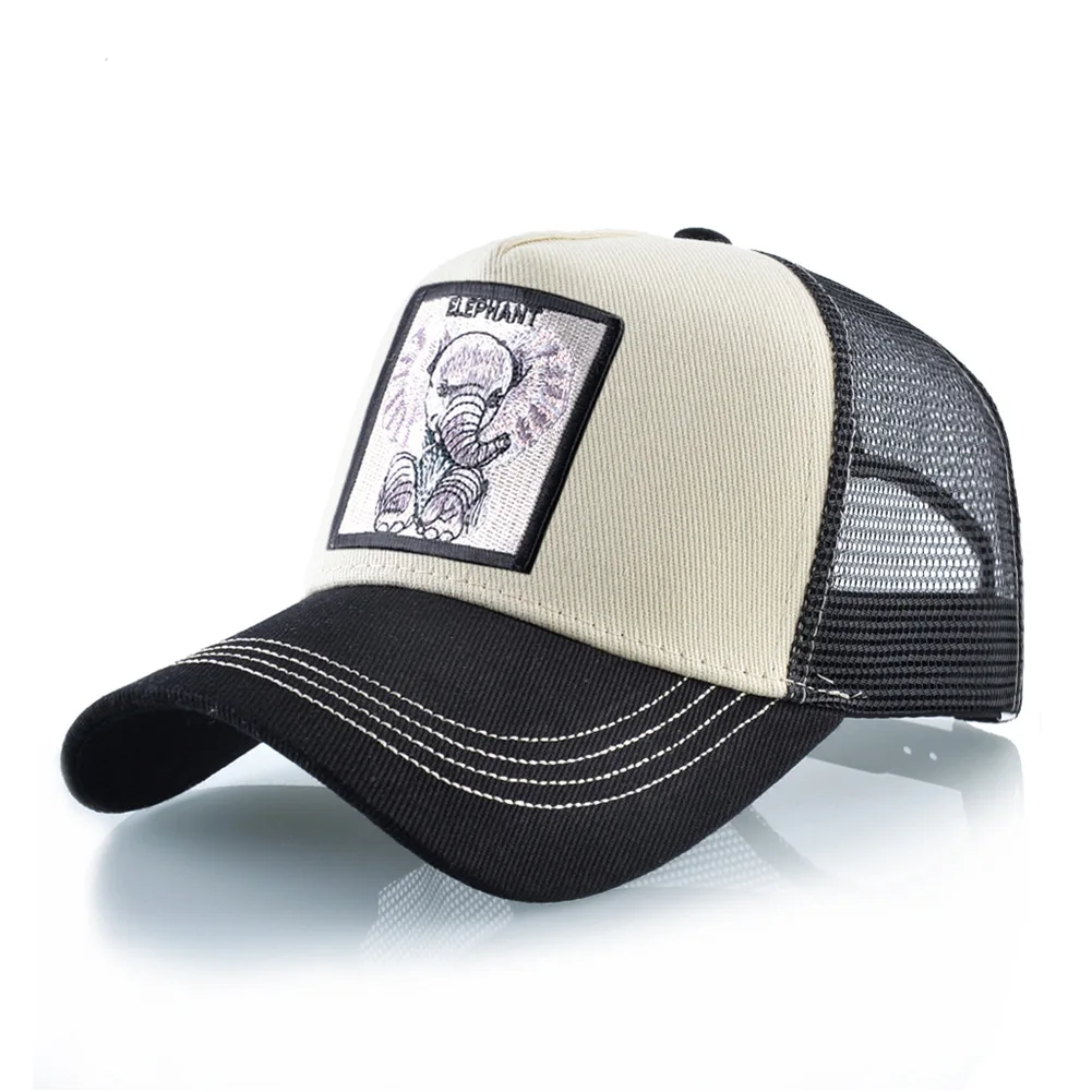 Fashion Trucker Caps With Elephant Patch Breathable Mesh Baseball Cap Men Women Snapback Hip Hop Drake Cap Unisex Outdoor Hat
