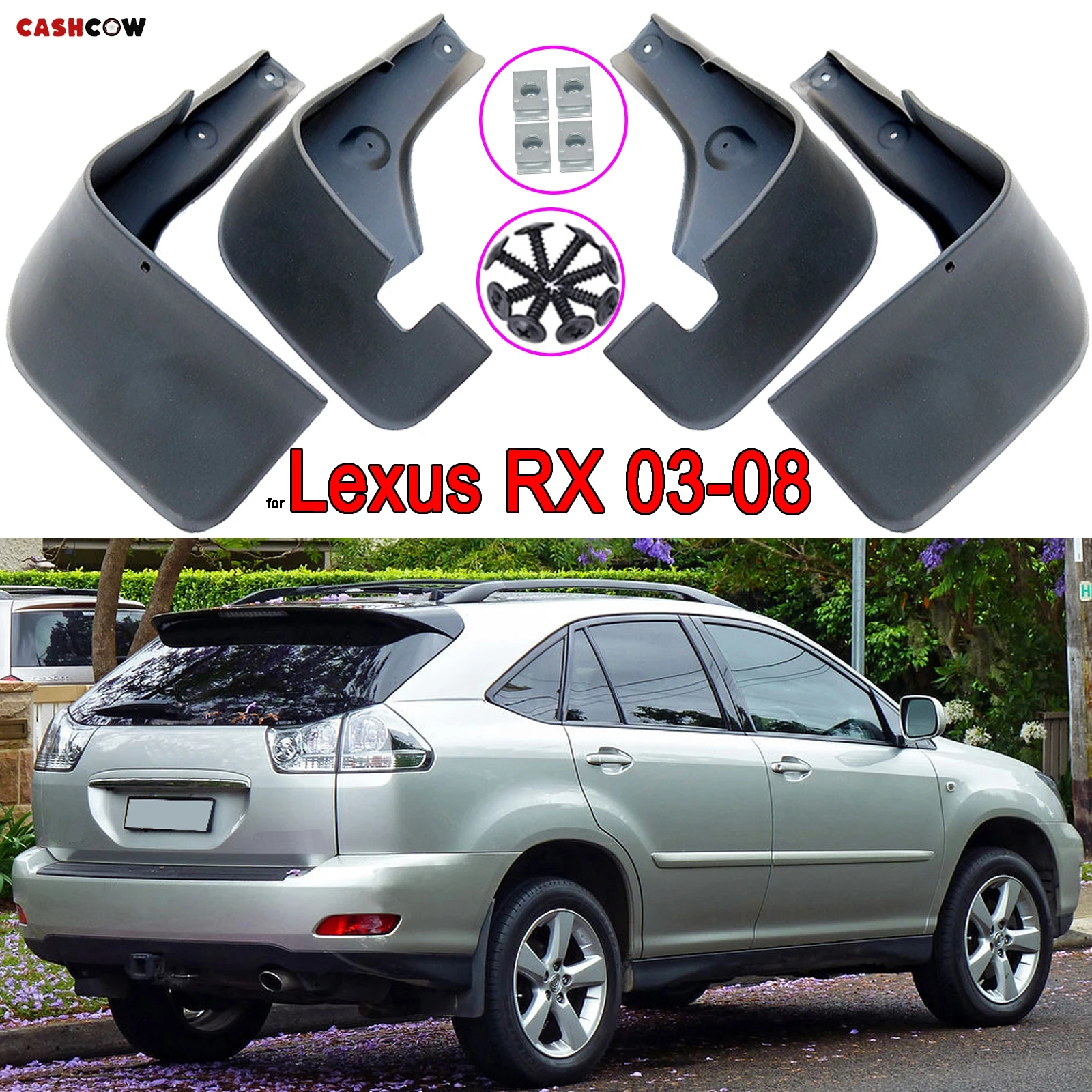 

4 шт. брызговики для Lexus Harrier RX300/330/350/400h XU30 2003-2008, матовые брызговики для крыльев 2004 05 06 07
