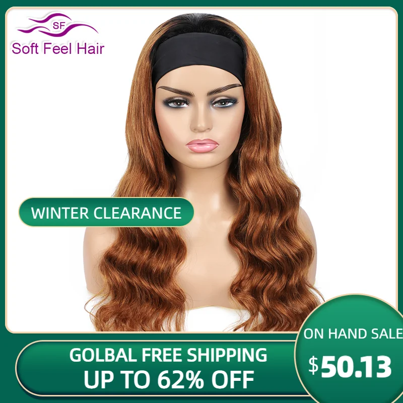 Glueless Body Wave Headband Wigs Human Hair 200% Density Brazilian Human Hair Wigs T1B/30 Color for Black Women Remy Hair Cheap