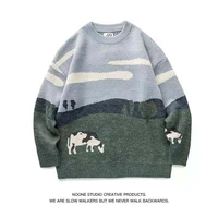lappster youth men cows vintage winter sweaters 2021 pullover mens o neck korean fashions sweater women casual harajuku clothes