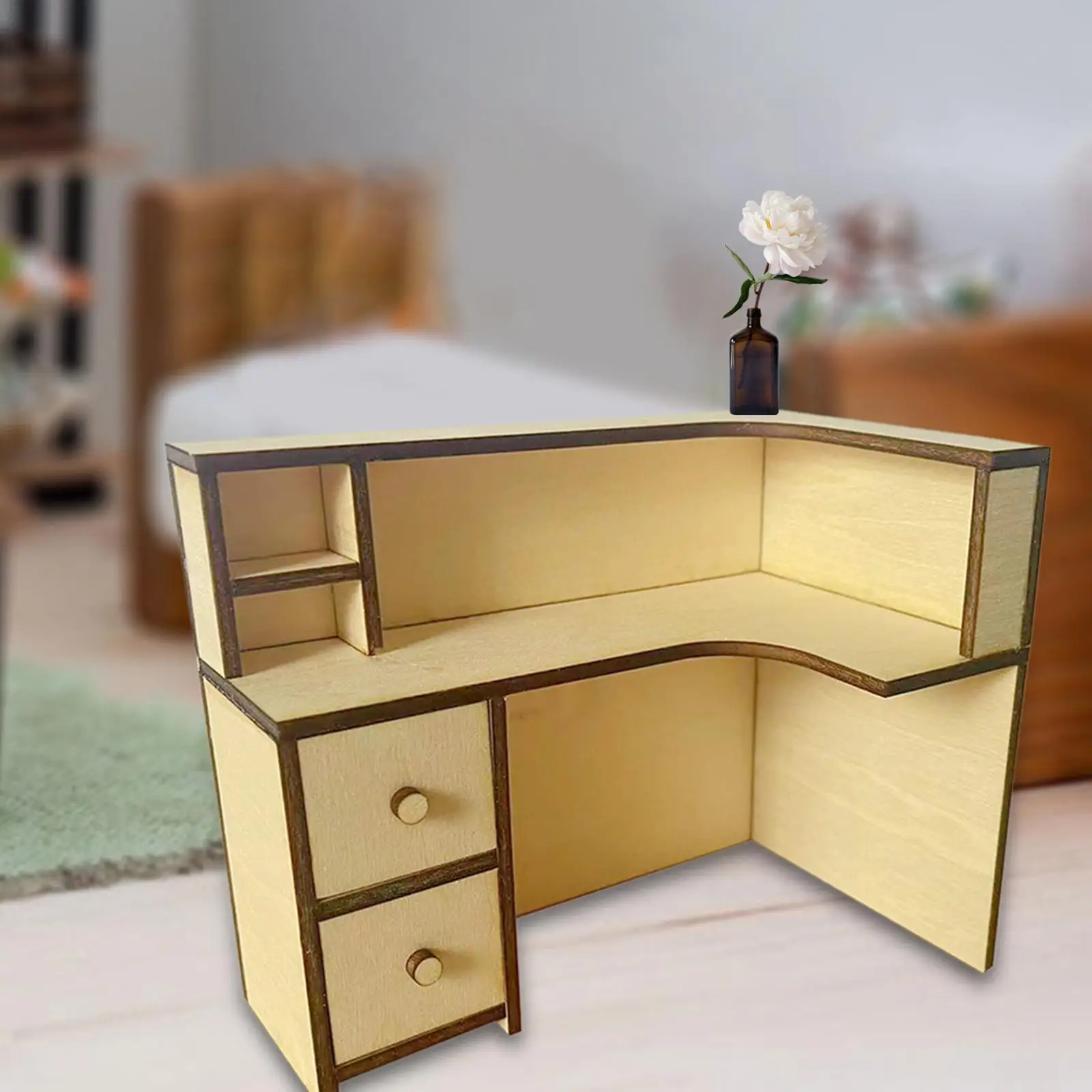 

1/12 Dollhouse Bookshelf Doll House play toy Accessory Display Shelf Simulation Wooden Dollhouse Bookcase for Bedroom Nursery
