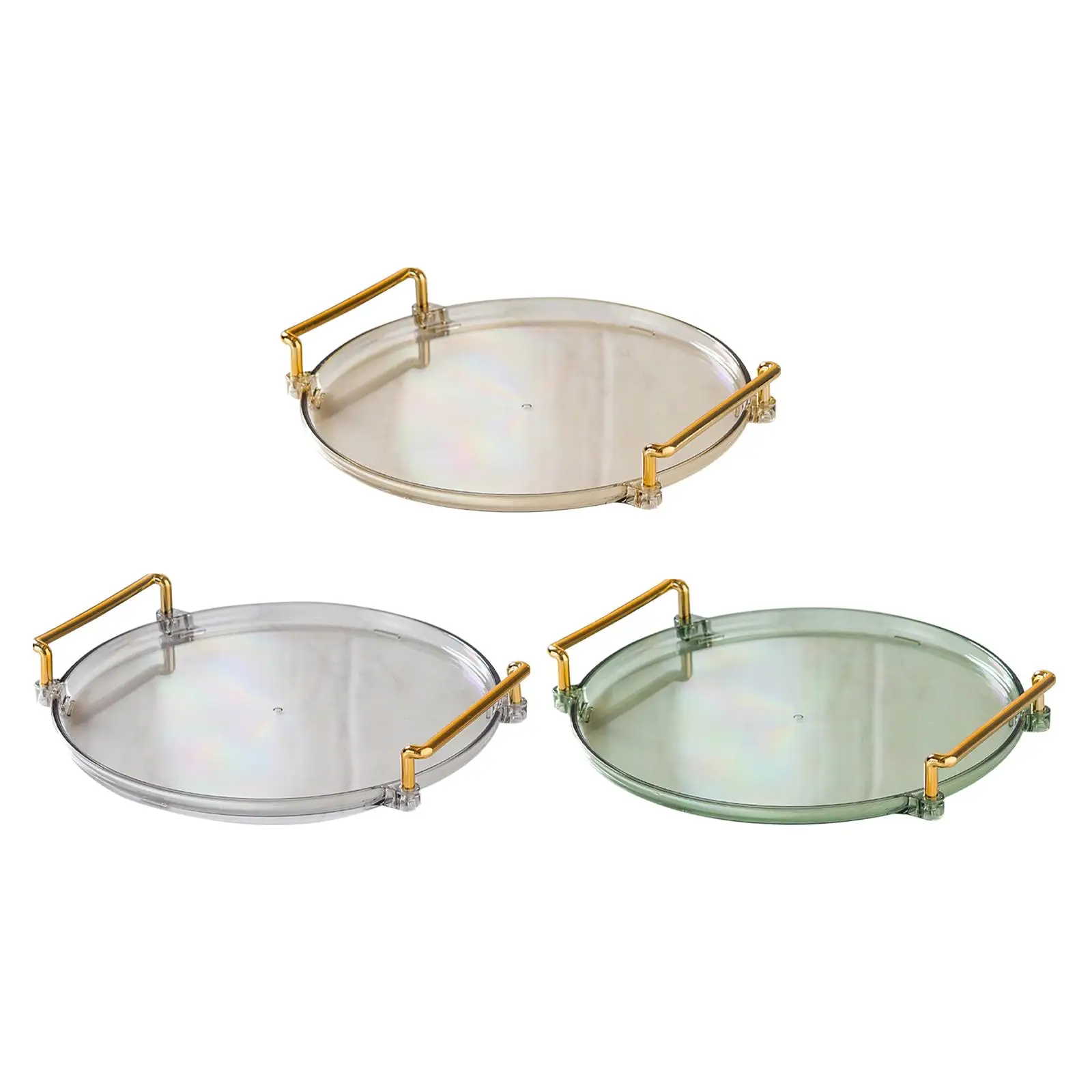 

Сервировочный поднос с ручками, косметический парфюм, дисплей для макияжа, круглый поднос для туалетного столика, органайзер для спальни, в...