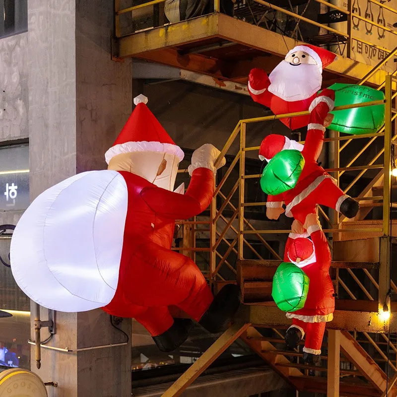 2 м Рождественская воздушная модель карниза подвесные три рюкзака Санта-Клауса