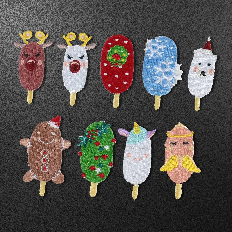 

Cartoon Ice Cream Patch Embroidered Iron-on Children's Clothing Luggage Pen Bag Animal Design Cloth Sticker Decoration