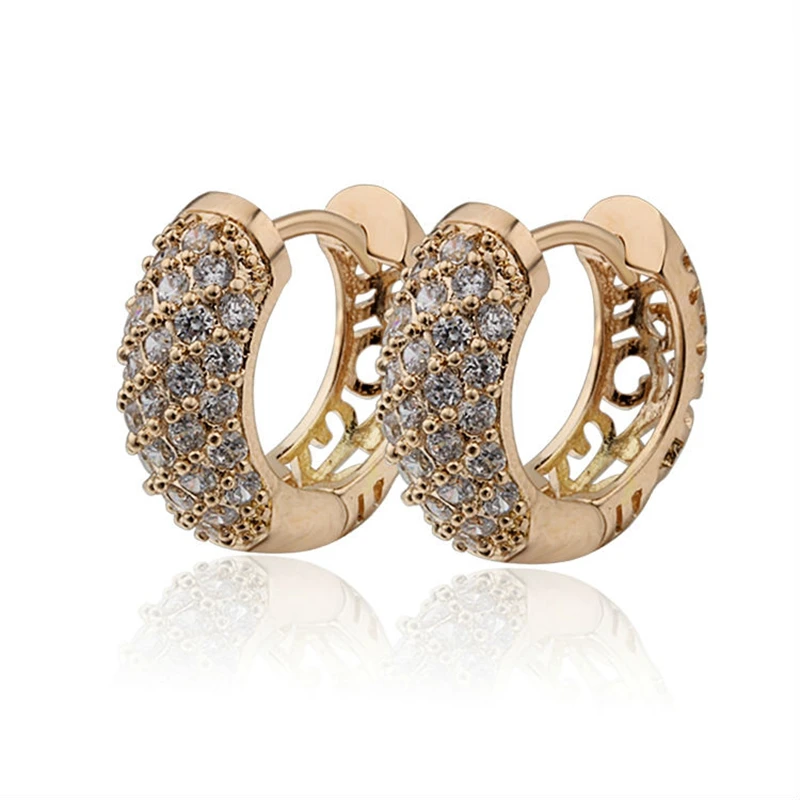 Expertly Crafted, Gold-Plated Earrings with Perfectly Set Zircon Stones 3E21