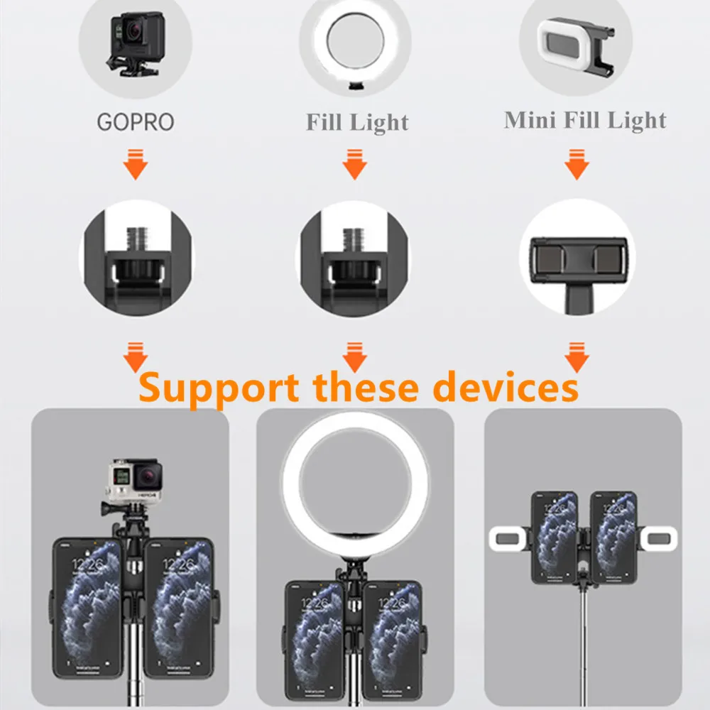 Bluetooth селфи-палка штатив для планшета двойной телефон складной телефона Gopro Sumsung