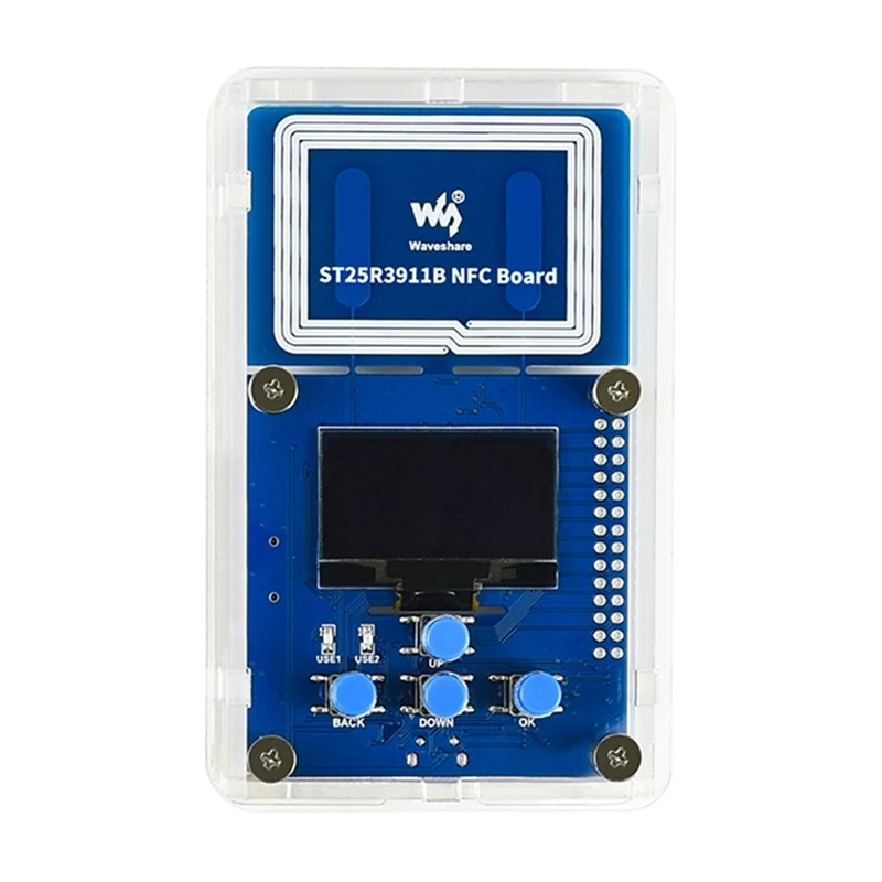 

Waveshare ST25R3911B NFC Development Board Supports Multiple NFC Protocols ST25R3911B NFC Reader Onboard 1.3-Inch OLED+Shell