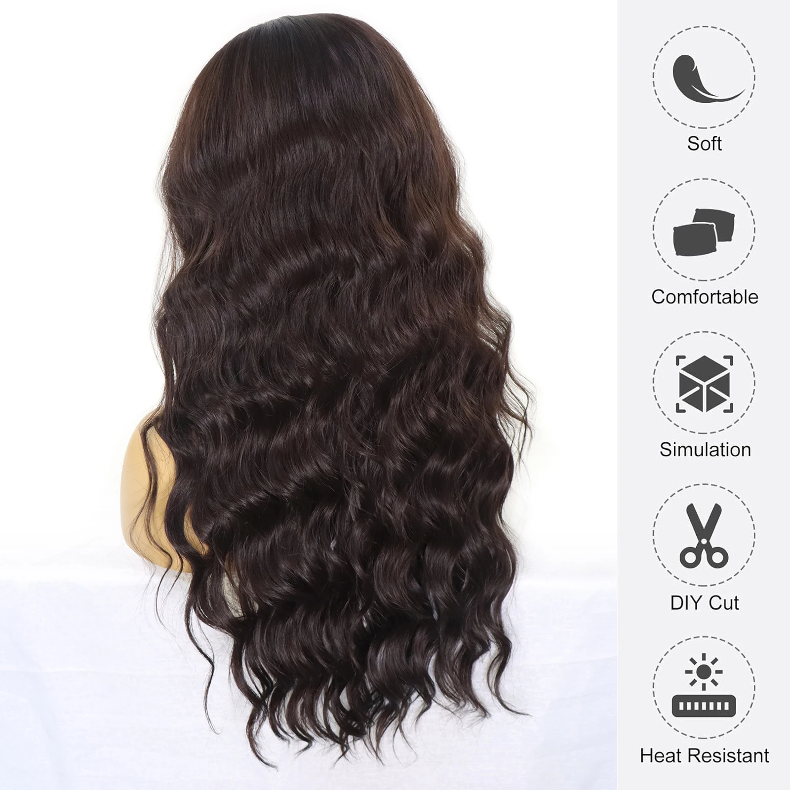 Шоколадно-коричневый цветной волнистый парик из синтетических волос 13x3 Парики