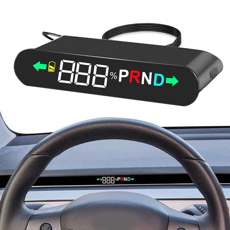 

HUD Head Up Display For Tesla Model 3 Y Embedded Design High Definition LCD Speedometer Display Remaining Speed Gear Timing