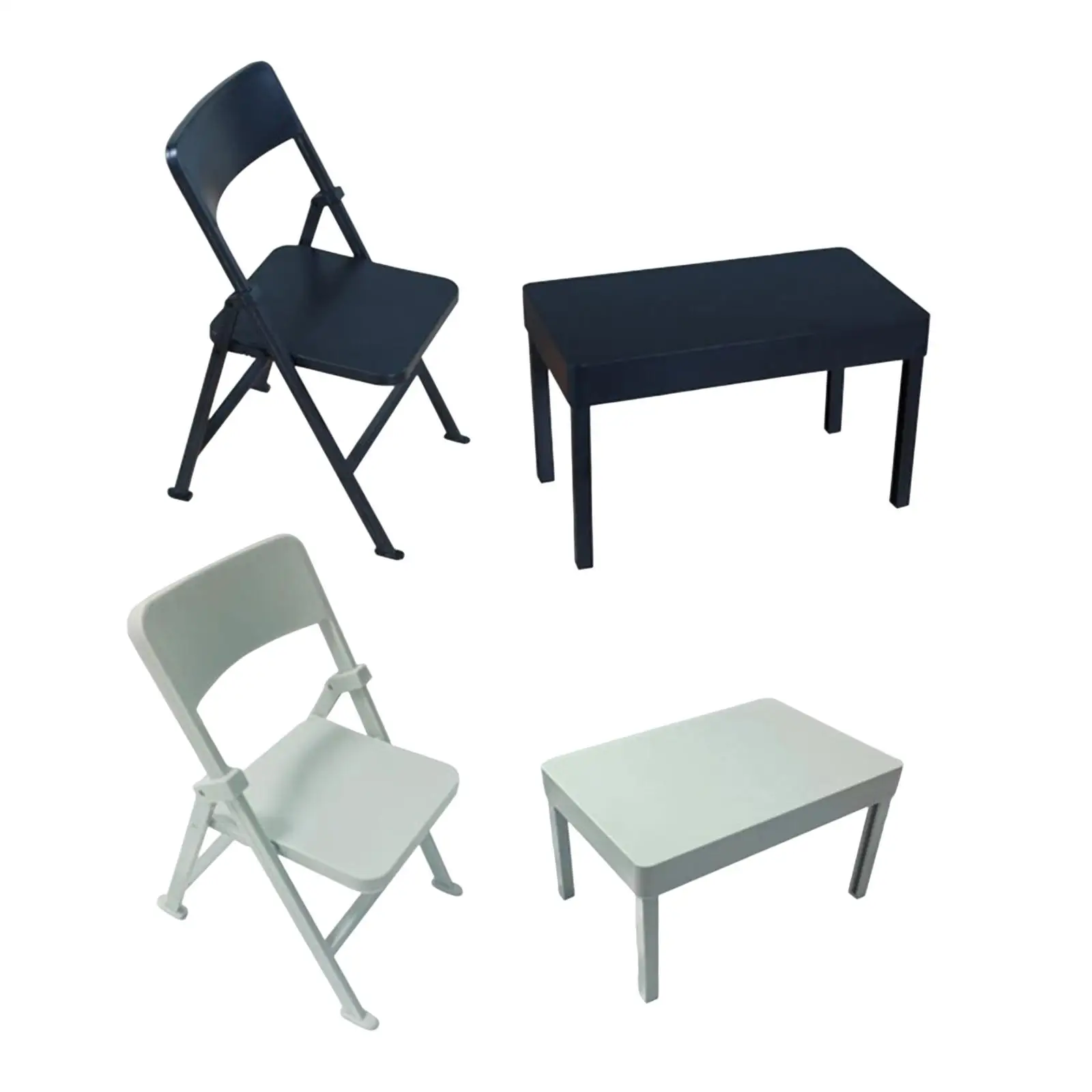 

Mini Furniture Models Decor Multipurpose 1:12 Table Chairs Set Desk Stool for