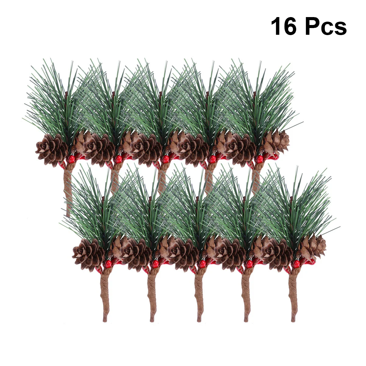 

16pcs Artificial Pine Picks Christmas Floral Picks Berry Stems Pine Branches Pine Branch Xmas Pine Picks Pine Cone Picks