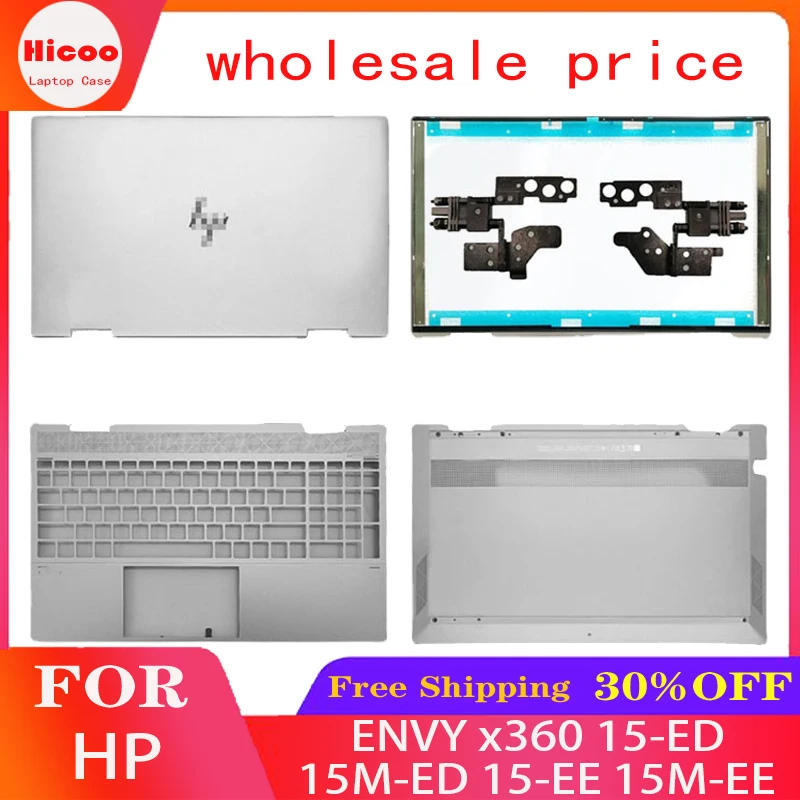 

New Top Case For HP ENVY x360 15-ED 15M-ED 15-EE 15M-EE LCD Back Cover Front Bezel Hinges Palmrest Bottom Case L93203-001 Silver