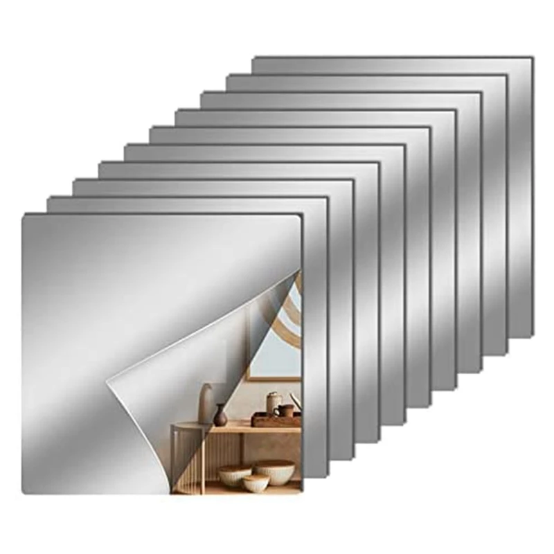 

Flexible Mirror Sheets,Mirror Tile Self Adhesive Square Cuttable Mirror Wall Sticker Non Glass Reflector For Wall Decor