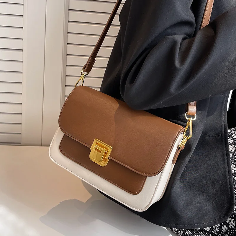 

2022 New Ladies All-match Messenger Bag Hot Selling Net Red Shoulder Bag Fashion Trendy Retro Contrast Color Small Square Bag