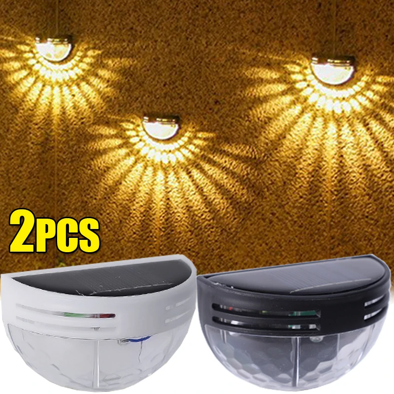 

2pcs LED Solar Light Semicircle Fence Wall Lamp Waterproof Garden Stairs Balcony Solar Powered Lamps Outdoor Decoration Sunlight
