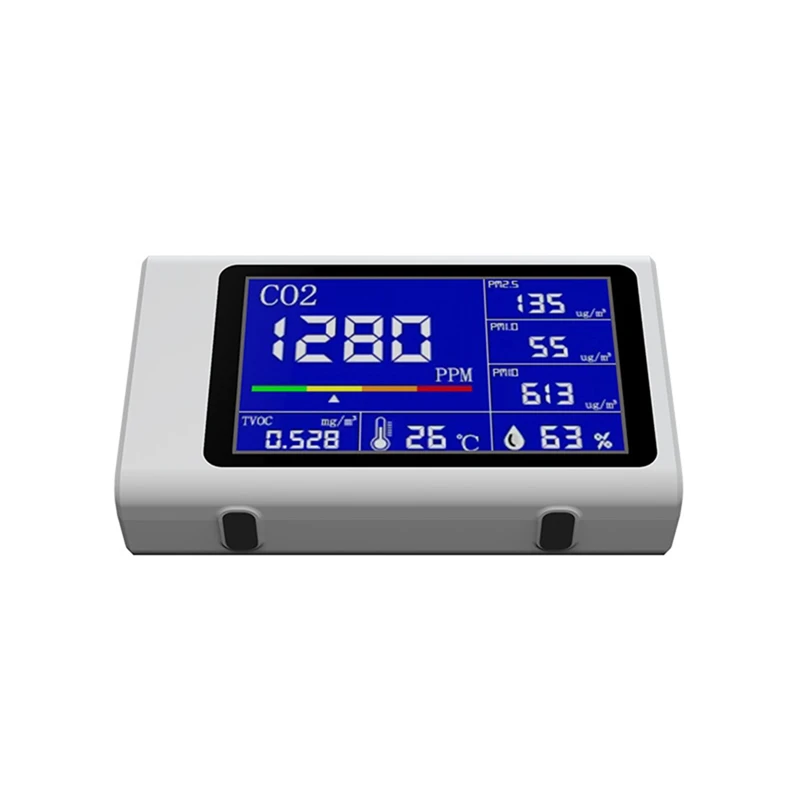 

Environmental Monitor NDIR Infrared CO2 PM2.5TVOC Temperature And Humidity Air Quality Detector