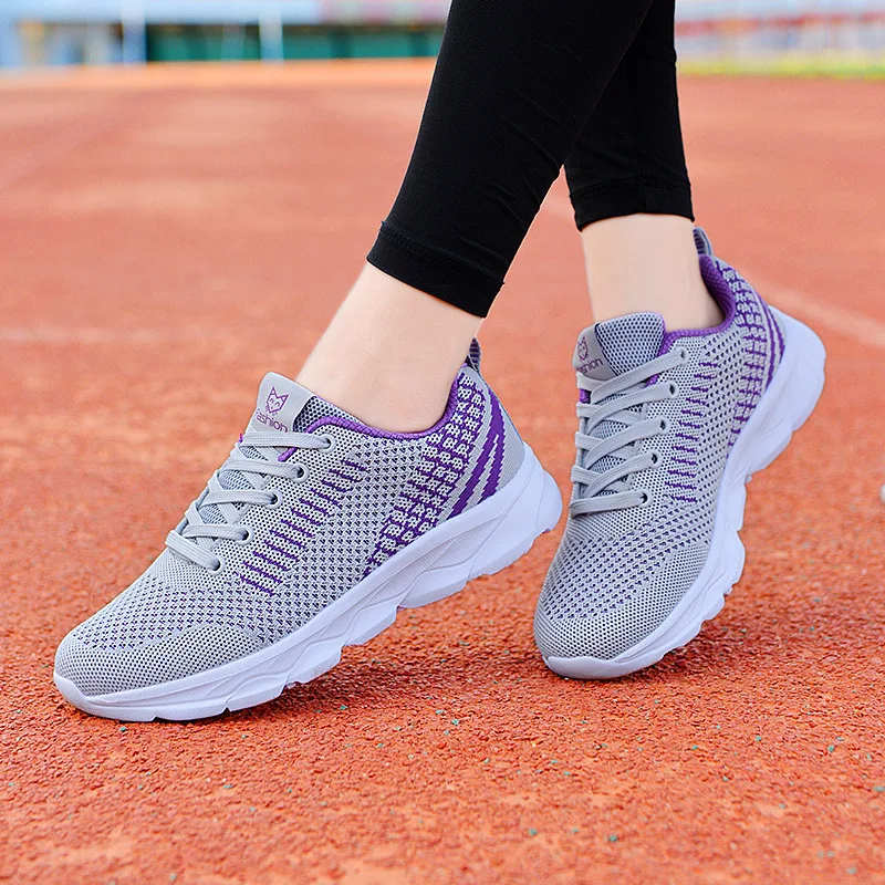 Women's Sports Shoes Flat Bottom Large Size 42  Running Shoes Mesh Surface Women Sports And Leisure Shoes Breathable Mesh Shoes