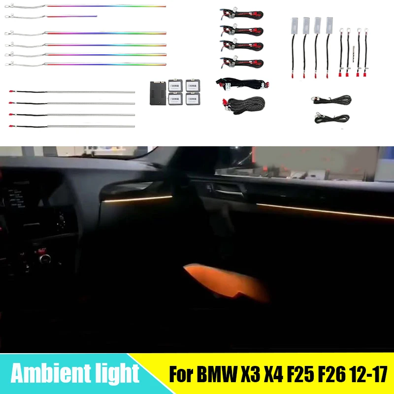 

11 color Led ambient light car knob button CD button app control atmosphere light For BMW X3 X4 F25 F26 2012-2017