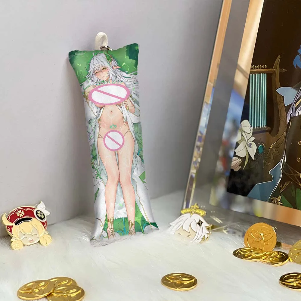 

Брелок для ключей Genshin Impact нахида, кольцо для ключей, подвеска, милая маленькая подушка для тела, мини-подвеска Dakimakura с двух сторон