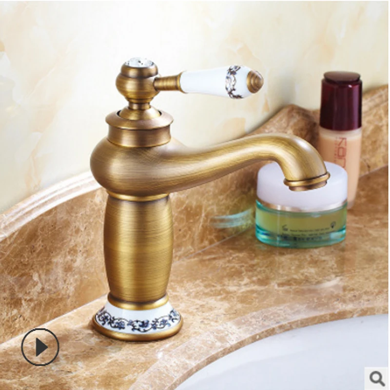 

All Copper European Archaize Basin Faucet Heightening Puckering Stage Basin Bibcock Of Cold Hot Water Lamp Tap Restoring Ancient