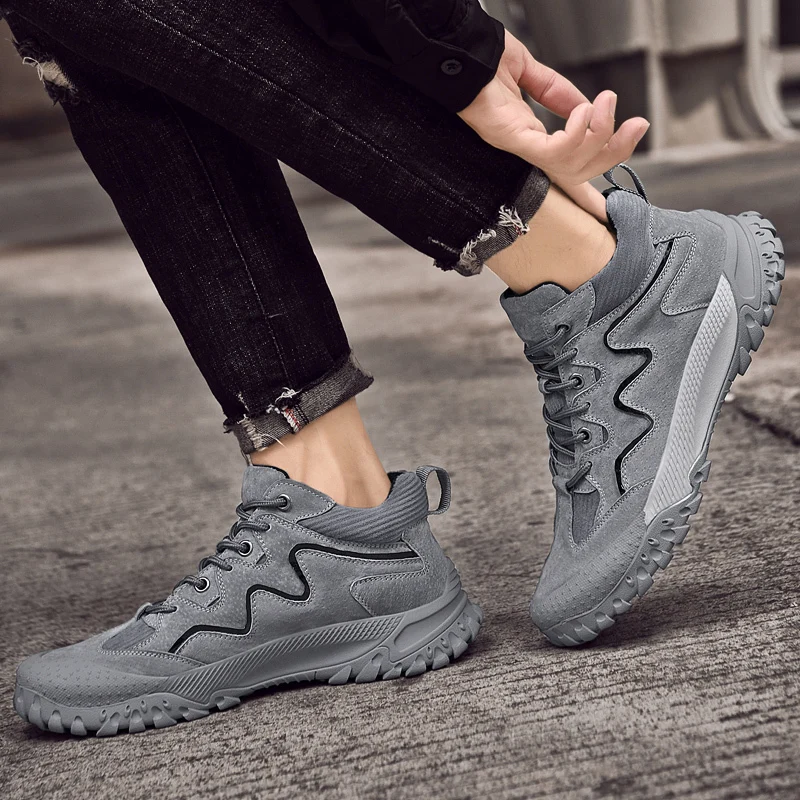 Xiaomi Winter Hiking Shoes Mens Trend High-Top Casual Martin Boots Outdoor Walking Shoes Desert Tooling Boots Sneakers For Plush