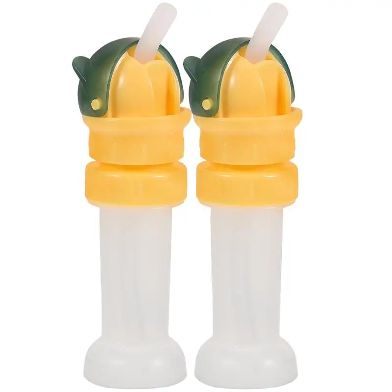 2pcs Spillproof Straw Cap Bottle Reusable Straw Lid Flip Lid Ortable Water Dispenser Suction Nozzle Cap Baby Beverage Bottle Cap