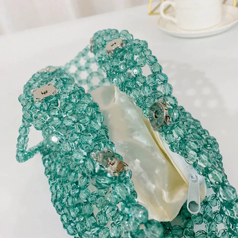 Acrylic Beaded Candy Color Woven Handbag Fashion Dumplings Vegetable Basket Women's Bag