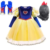 little girls princess vestidos kids snow white cosplay clothing children fall birthday bubble long sleeve clothes party dress