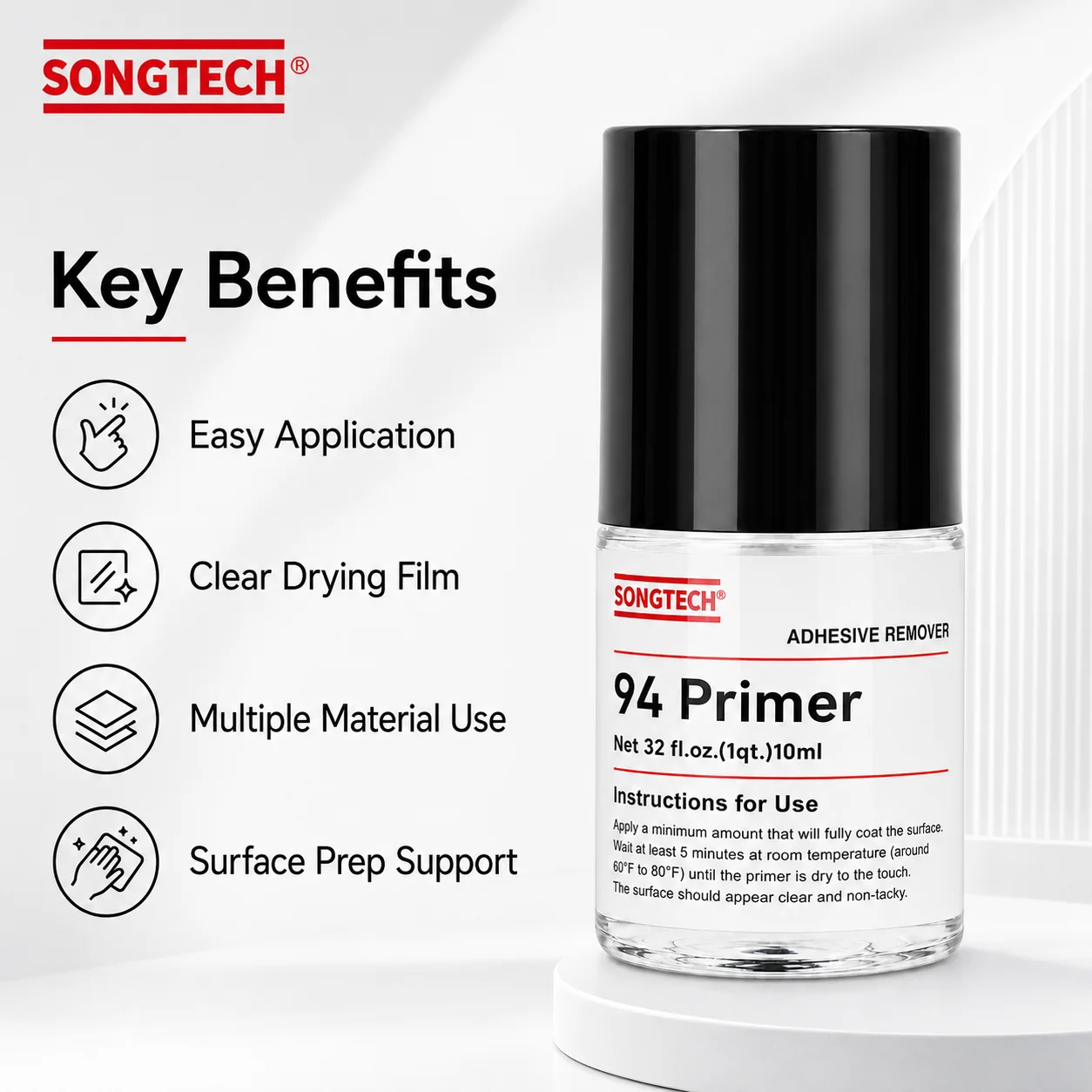 10 мл Songtech 3M 94 Грунтовка для ленты, усилитель адгезии, средство для обработки поверхности для автомобильной отделки, ремонта электроники, металла, пластика, стекла (art.: 3920dca97449c) - 3920dca97449c