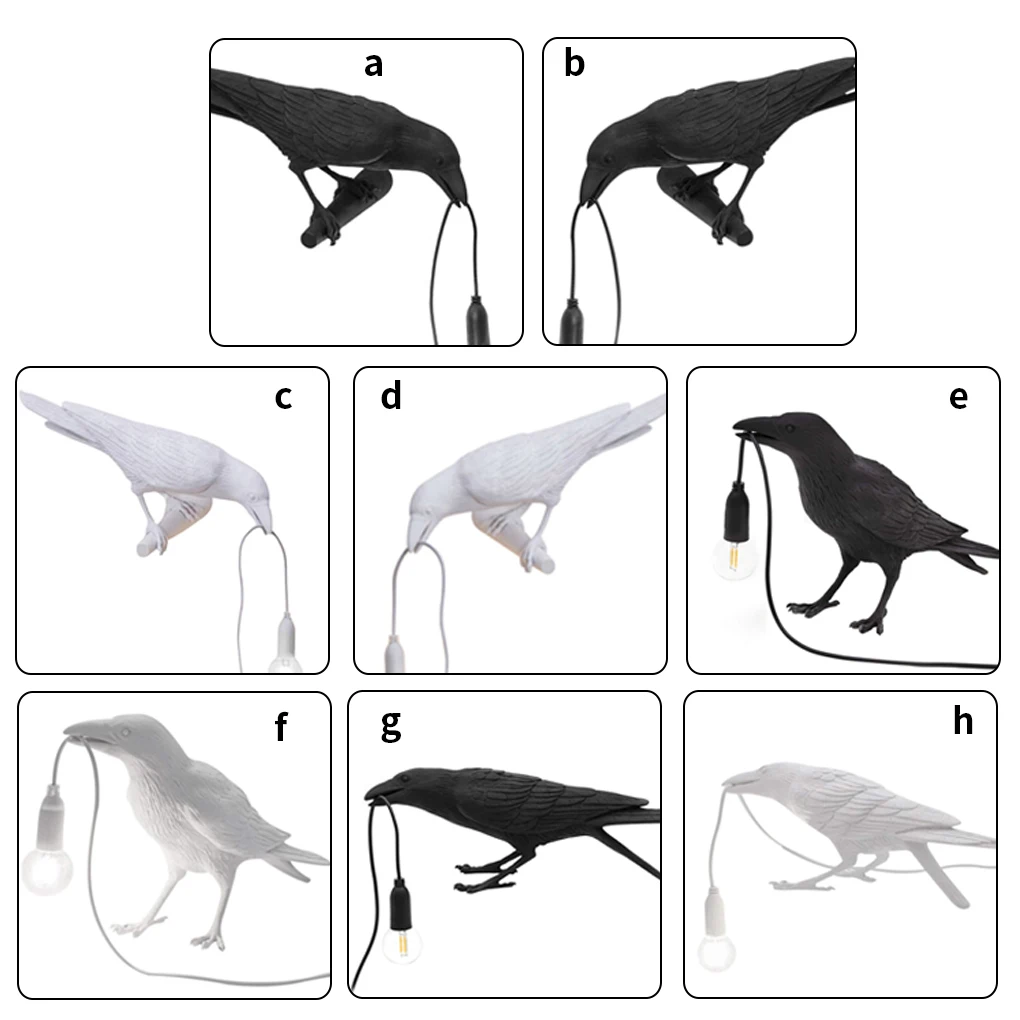 

Wall Light Home Resin Bird Wall Lamp Living Room E14 Socket Lamp Sitting Bird Black EU Plug Desk Light