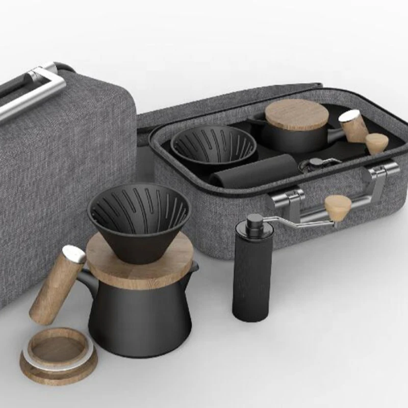 

v60 hand drip coffee maker grinder gift set /luxury coffee table set with luxury suitcase