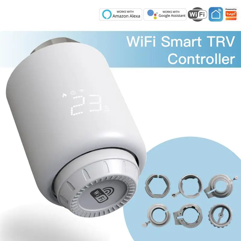 

Tuya Smart WiFi Thermostatic Radiator Valve Actuators Remote Home Heating Temperature Controller Work With Alexa Google Home