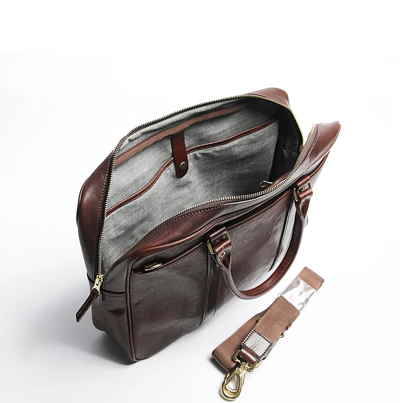 High-quality genuine leather men's briefcase business luxury real cowhide laptop handbag designer simple fashion messenger bag