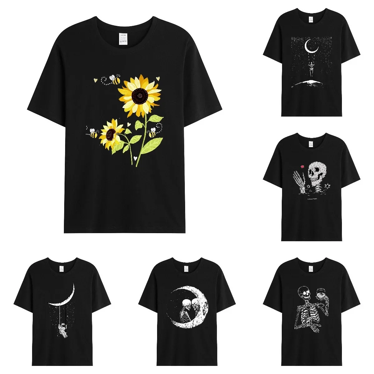 Amazon Cotton Men's Women's Same Style ShirtCotton Plus Size Various Series Printing Round Neck Pullovers Short Sleeves T-Shirt