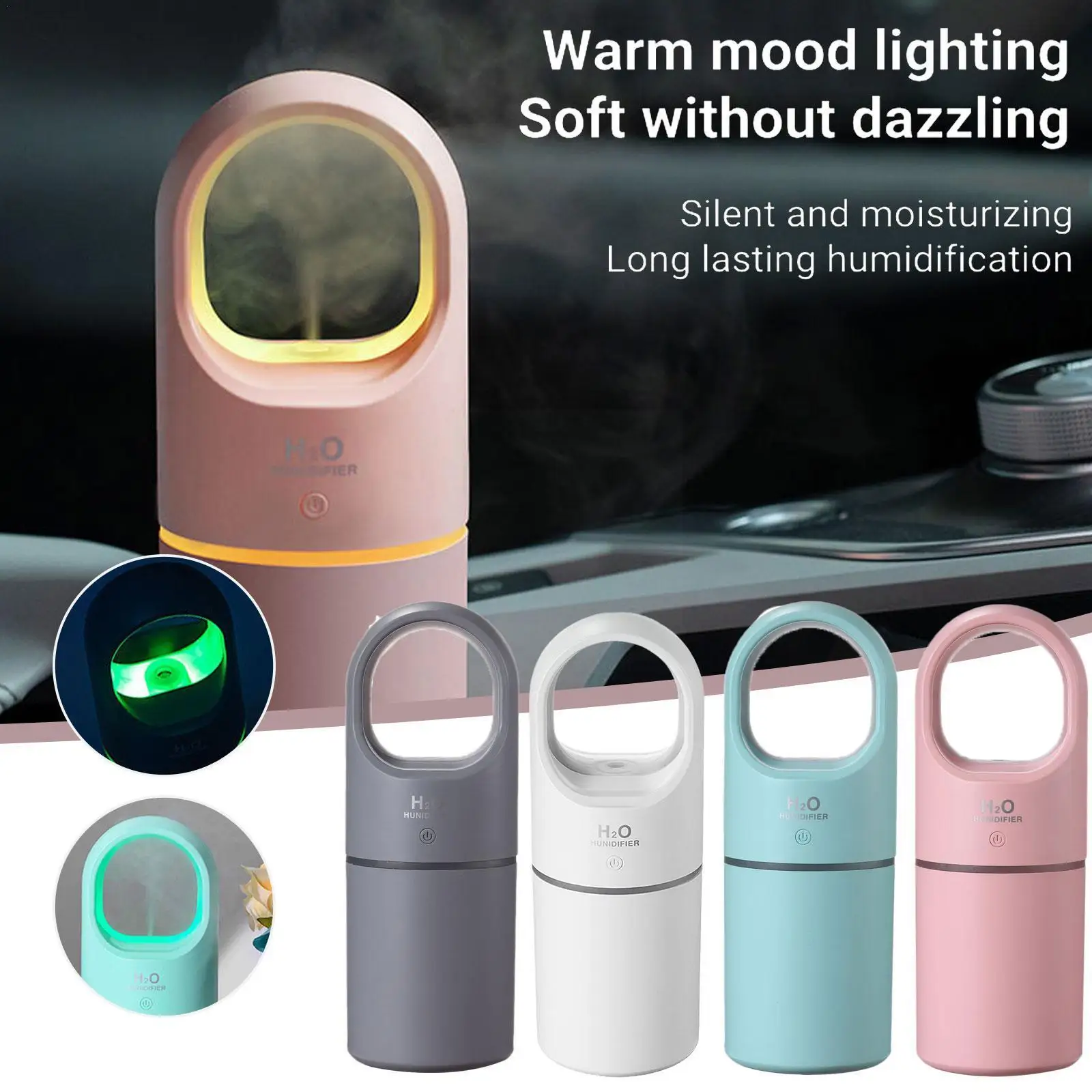 

450ml USB Electric Ultrasonic Cool Mist Air Humidifier Purifier with LED Light for Home Room Car Mini Silent Aroma Humidifi G4U9