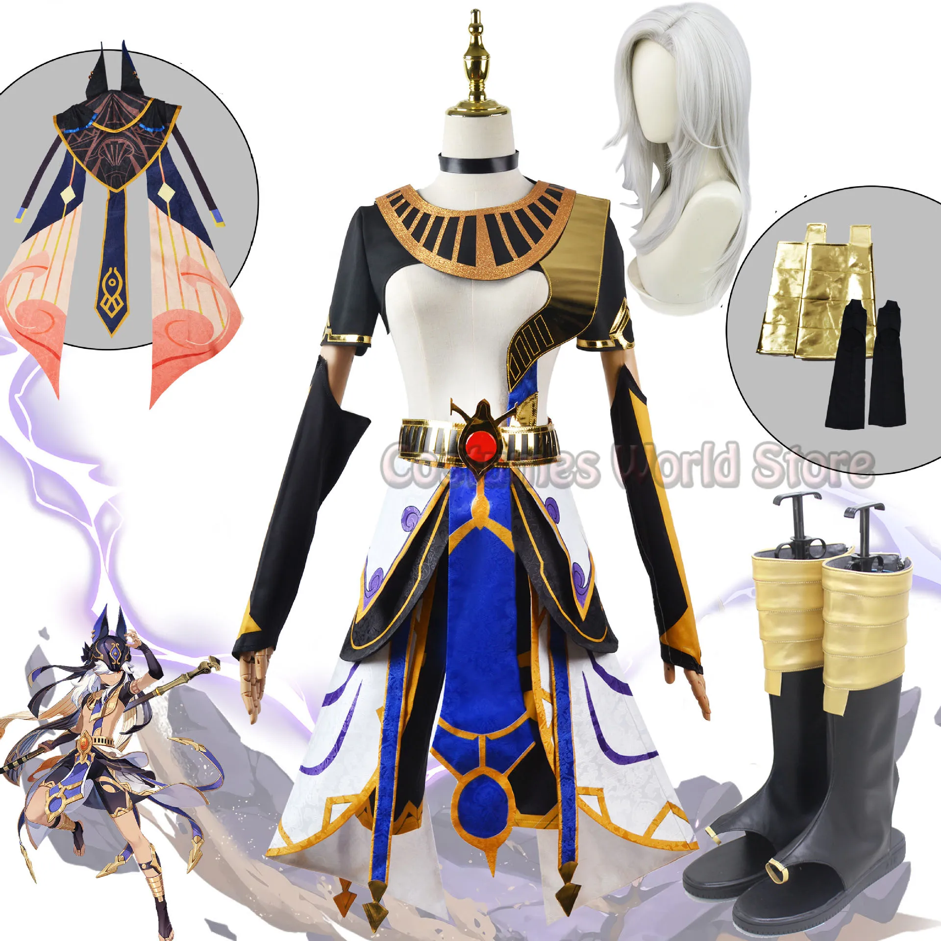 

Genshin Impact Cyno Cosplay Costume Carnival Uniform Wig Anime Halloween Costumes Women Sumeru Cosplay Cyno Wig Halloween Cyno