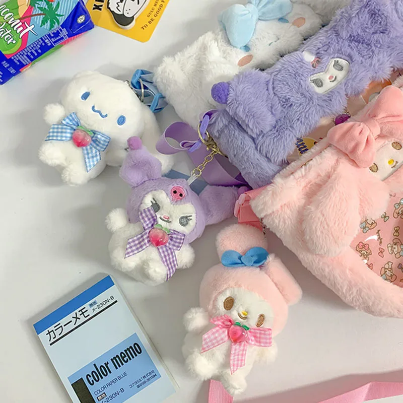 Sanrio Kawaii плюшевые сумки Cinnamoroll Melody Kuromi сумка через плечо мультяшная прозрачная