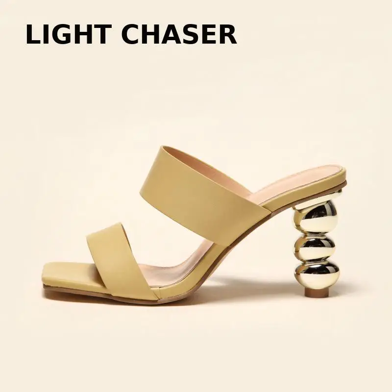 2022 Women Sandals Pumps Summer Fashion Open Toe High Heels Shoes Females Narrow Band Thick Party Ladies House Slippers 35-42