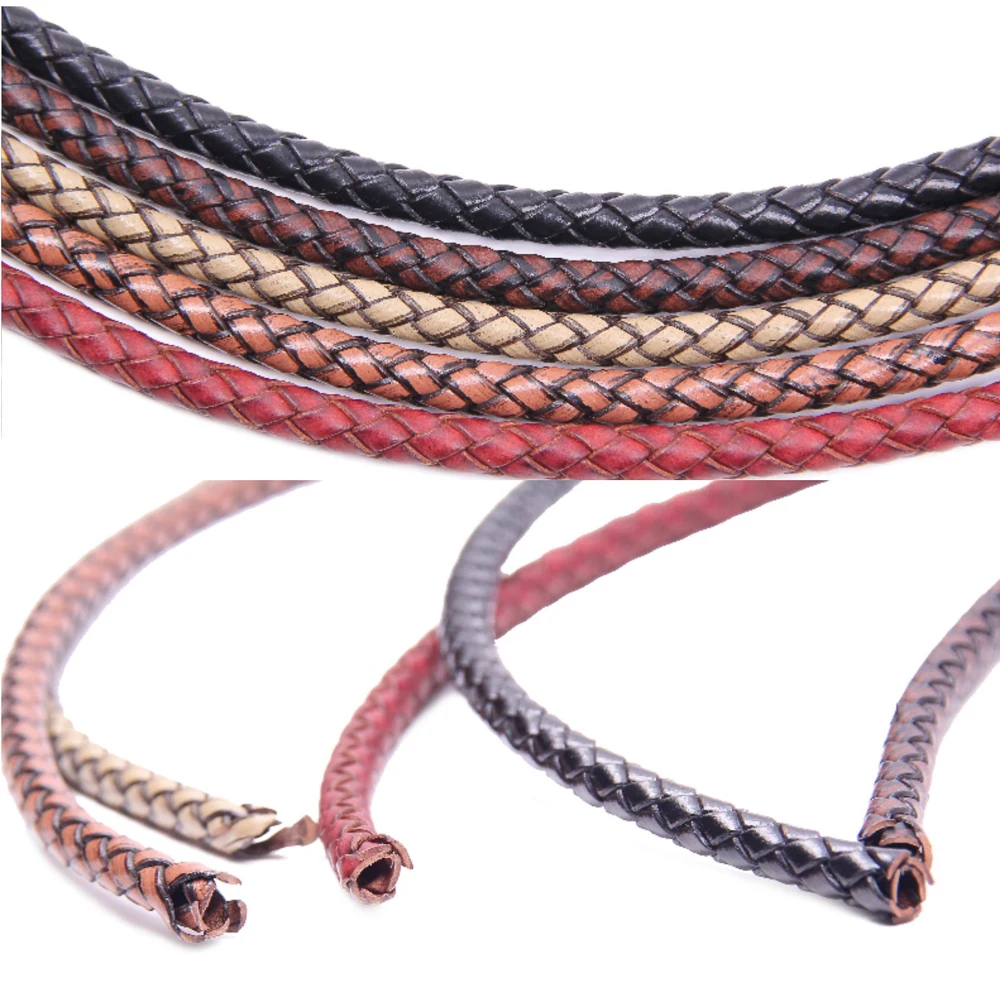 

шнур кожа натуральная шнур кожа плетеная Плетеный кожаный шнур в стиле ретро, круглая веревка из натуральной кожи, лента для самостоятельно...