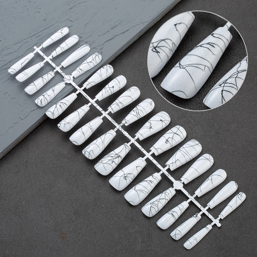 30 шт черная линия матовый балетки гроб поддельные пудра для ногтей с блестками