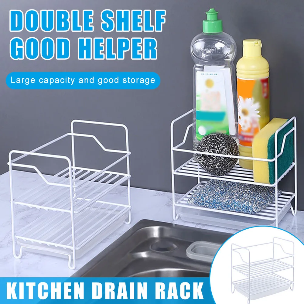 

Kitchen Sink Basket Kitchen Supplies Drainer Basket kitchen Shelf Spice Rack Open Wire Design Hygienic Efficient Versatile pjop