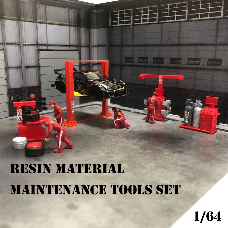 

Diorama 1/64 Model Car Repair Tools Set for Miniature Garage Parking Lot Display - 8PCS