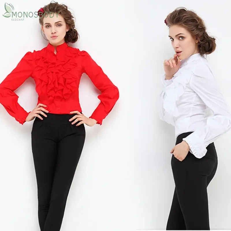 Элегантная шифоновая блузка с оборками рубашка женские деловые рубашки для
