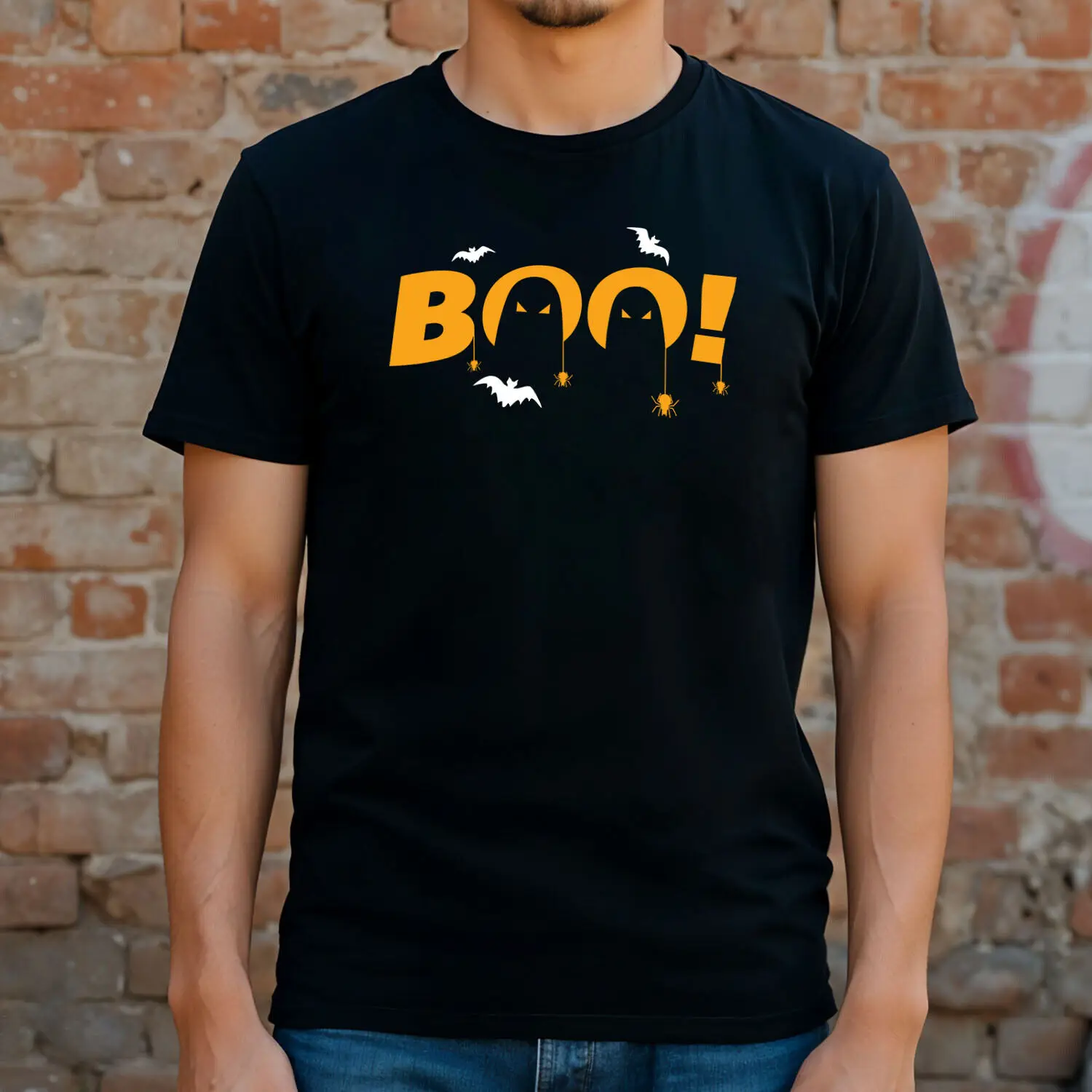 Футболка с рисунком Boo Bat на Хэллоуин — Жуткий праздничный дизайн мужская и