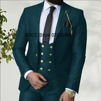 men slim fit 3 piece suit private custom luxury wedding groomsmen tuxedo blazer sets jacket vest pants